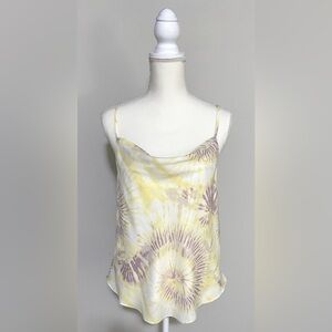 Lucy Paris Womens M Yellow/Lavender Tie-Dye Print Cami Tank Top Boho Coastal